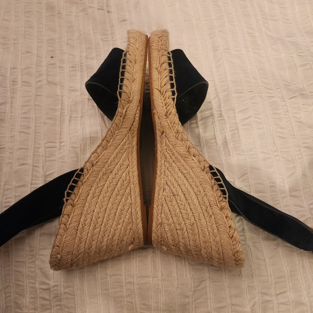 Tory Burch Navy Blue Baily Wmen's Blnsvy Blue  Espadrille Sandals  Size 9 - Picture 2 of 15